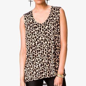 EUC faux leather leopard print top!